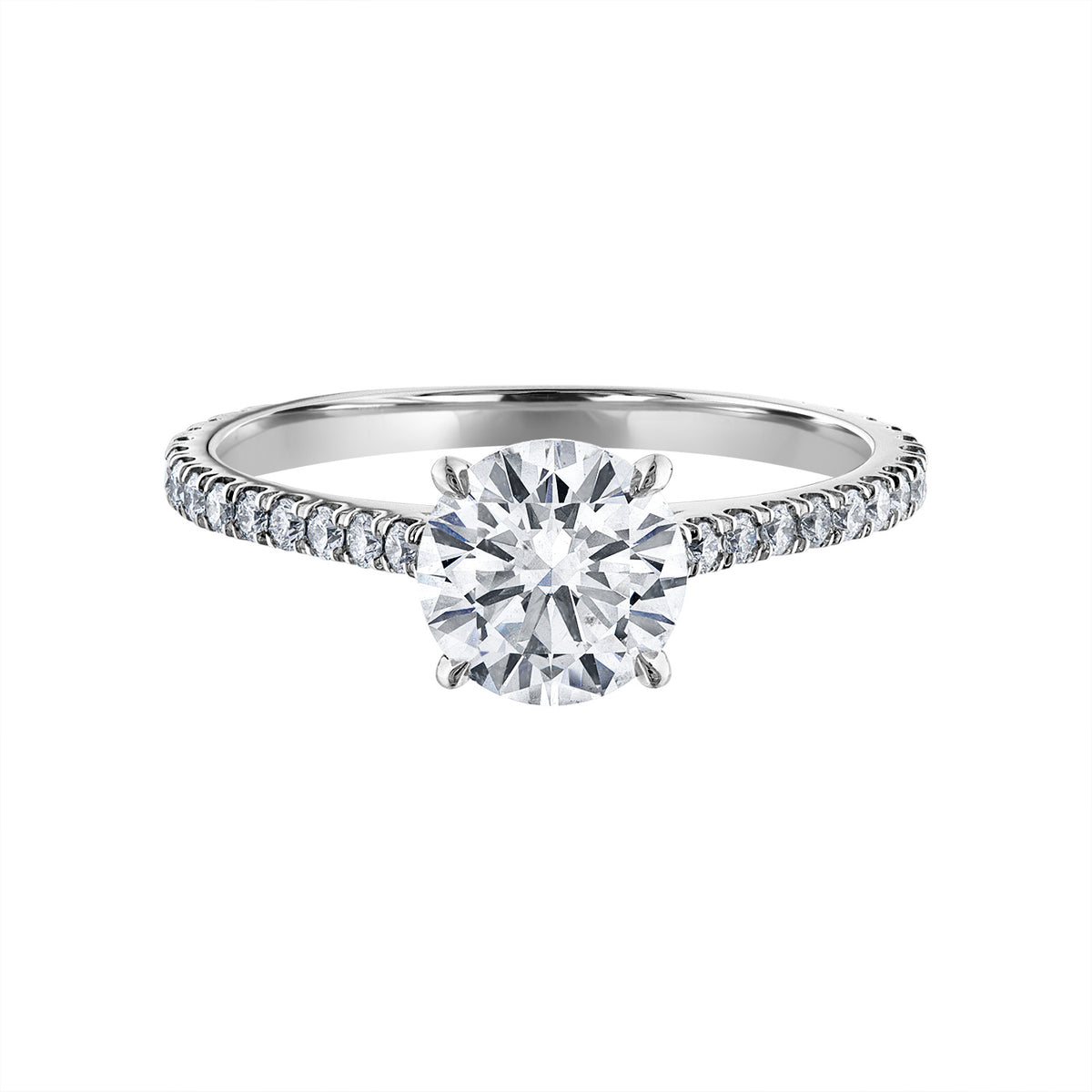 Round + Pavé Diamond Engagement Ring