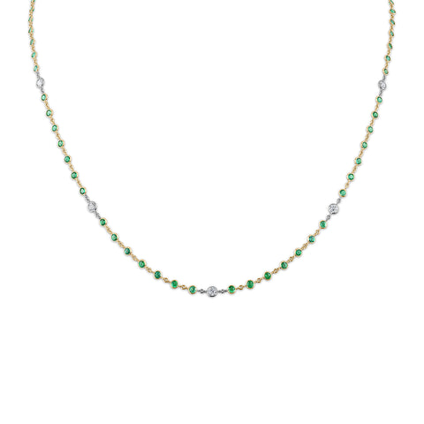 Diamond and Emerald By The Yard Necklace