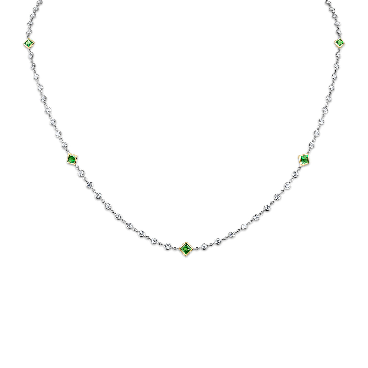 Diamond and Tsavorites By The Yard Necklace