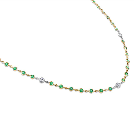 Diamond and Emerald By The Yard Necklace