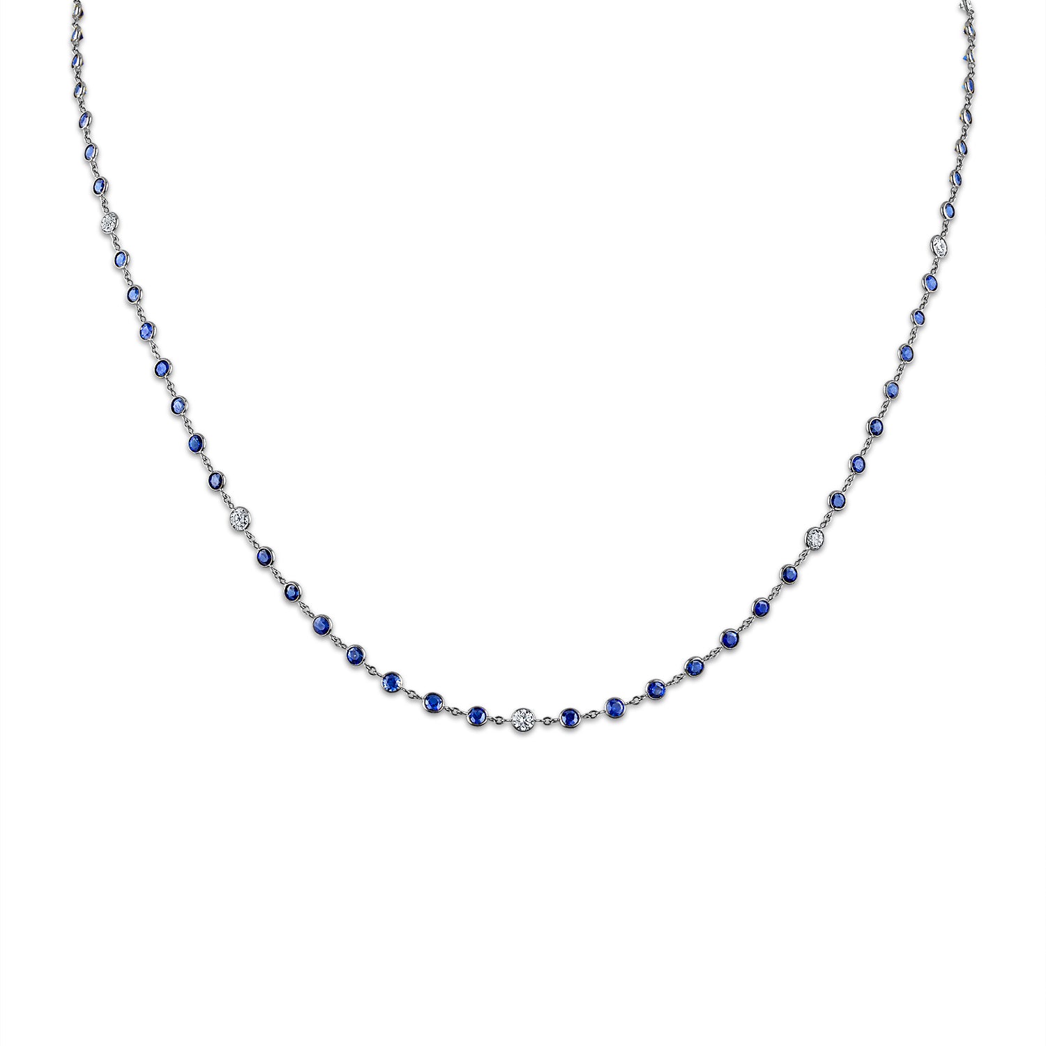 Diamond and Blue Sapphire By The Yard Necklace
