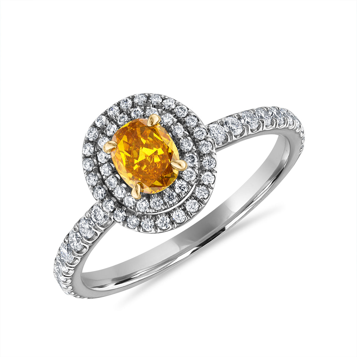Oval Orange Diamond Engagement Ring