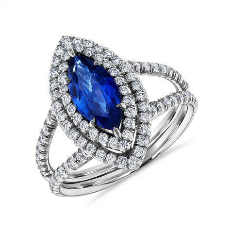 Blue Marquise Sapphire Engagement Ring